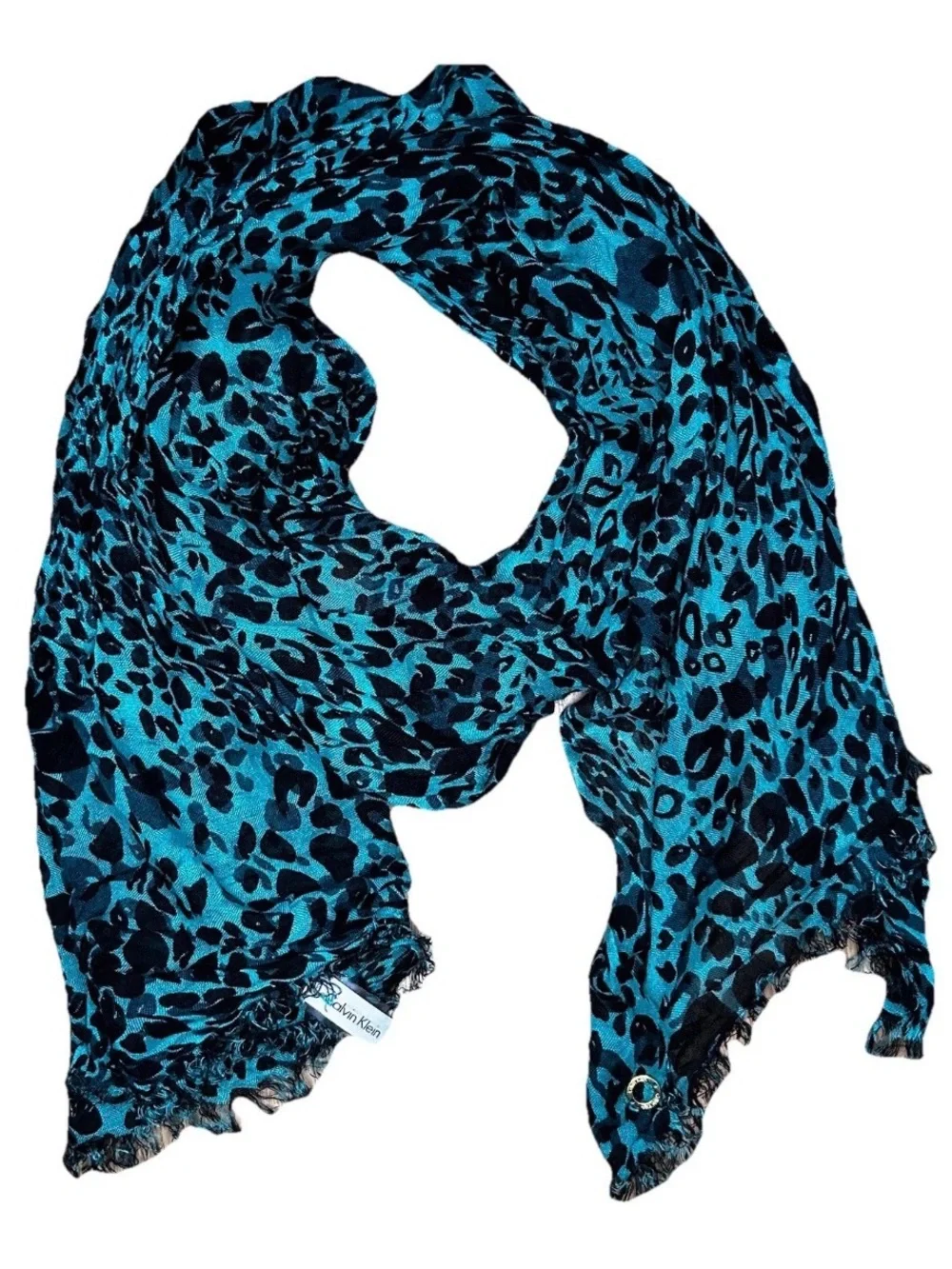 Calvin Klein Leopard Print sapphire and Black chic Scarf